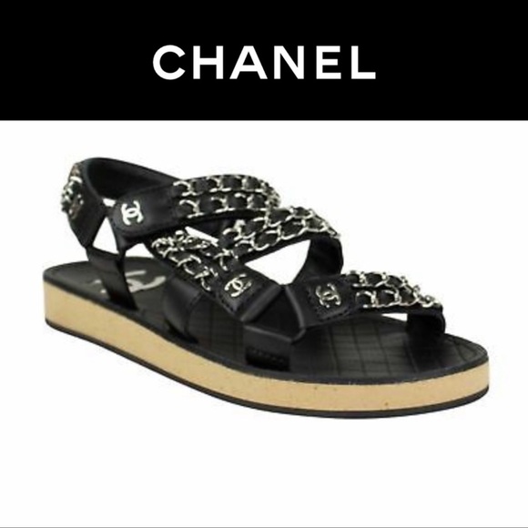 Chanel Chain Strap Sandals Size 39.5 - Picture 3 of 12